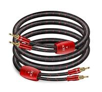 SKW a Paire de câbles de haut-parleur 14 AWG, cuivre OFC, lot de câbles de haut-parleur blindés avec fiches banane plaquées, cosse fourchette, fiche à vis, tissu en coton tressé (3m, rouge)