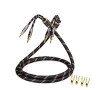 SKW Audiophile Câble d'enceinte, câble Banane remplaçable, fiche plaquée Or, Tresse de Nylon, câble de qualité Hi-FI (3 m, Noir, 1PCS / Kit)