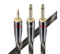 SKW Câble 3.5mm vers 2x 6.35mm, Cuivre de haute pureté 6.35 Mâle vers 3.5 Mâle Mono Y Splitter Jack Câble Compatible avec Amplificateur Table de Mixage Carte Son Enceinte Casque Smartpone -5M