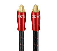 SKW Câble audio numérique optique, Fibre optique Toslink mâle à mâle pour home cinéma, Câble optique plaqué or (S/PDIF)(2M, Rouge)