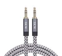SKW Câble auxiliaire pour Voiture (Son Hi-FI), câble auxiliaire de 3,5 mm à 3,5 mm/câble Audio stéréo/Casque pour chaîne stéréo, iPhone, iPod, iPad etc (2M, Argent)