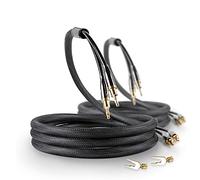 SKW Câble de haut-parleur de 2.5M avec fiche banane, OFC - tressé en nylon - pour home cinéma, amplificateurs (2 pcs/set)