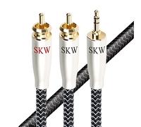SKW Câble jack vers RCA de haute qualité, fils de cuivre et d'argent jack 3,5 mm vers 2RCA Y câble séparateur audio pour PC, tablette, MP3, amplificateur, haut-parleur -1.5M