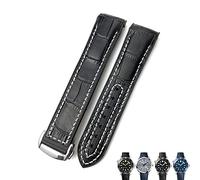 SKXMOD Bracelet de montre en cuir de vachette 20 mm 22 mm pour Omega Seamaster Planet Ocean 600 GMT Orange, 20mmGolden buckle