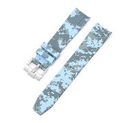 SKXMOD Bracelet de rechange en caoutchouc fluor naturel avec extrémité incurvée de 20 mm pour bracelet Rolex Submariner Explorer 2 rôles (Digital Lightblue)