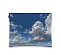 Sky Cloud Trousse de maquillage abstraite pour femme avec fermeture éclair portable, bleu, 7x9 Inch, Nuage