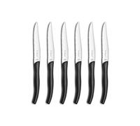 Lou Laguiole Coffret 6 couteaux steak Sky, acier inoxydable, manche effet cuir noir