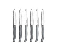 Lou Laguiole Coffret 6 couteaux steak Sky 2271GYMB02K35 Acier inoxydable, manche effet cuir gris