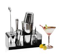 SKY FISH Shaker à Cocktail, Ensemble de 8 Pièces Kit de Barman, avec Support en Acier Inoxydable, Parfait pour Faire des Cocktails à la Maison.