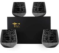 SKY FISH Verres à Vin Sans Pied, Ensemble de 4 Verres à Cocktail en Acier Inoxydable, 500 ml, (Noir)