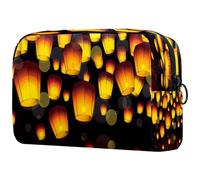 Sky Lantern Festival Trousse à cosmétiques pour femme, trousse de toilette de voyage, grande pochette de maquillage pratique avec fermeture éclair, multicolore, 18.5x7.5x13cm/7.3x3x5.1in, Trousse de