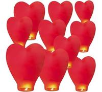 Sky Lot de 10 lanternes chinoises à libérer en mémoire Couleur amour Grande lanterne commémorative en papier pour anniversaire, mariage, funérailles, Noël pour faire des vœux (cœur rouge)