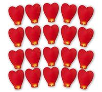 Sky Lot de 20 lanternes chinoises à libérer en mémoire - Couleur amour - Grande lanterne commémorative en papier - Pour anniversaire, mariage, funérailles, Noël - Pour faire des vœux (cœur rouge)
