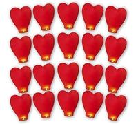 Sky Lot de 20 lanternes chinoises à libérer en mémoire Couleur amour Grande lanterne commémorative en papier pour anniversaire, mariage, funérailles, Noël pour faire des vœux (cœur rouge)