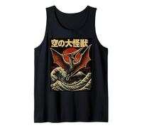 Sky Monster Flying Kaiju Ptérosaure au-Dessus de la Vague Japonaise rétro Débardeur