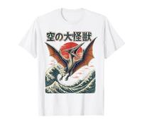 Sky Monster Kaiju Ptérosaure au-Dessus d'une Vague gigantesque Style rétro T-Shirt