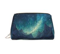 Sky Mountains and Rivières Sac à cosmétiques en cuir imprimé Portable Convient pour ranger des cosmétiques, etc, doré, Taille unique