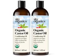 Sky Organics 16oz Castor Huile avec wraps | Pack d'huile de ricin biologique rutilisable | Brans lastiques rglables coton durable facile uti