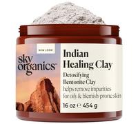 Sky Organics - Argile curative indienne - Poudre d'argile bentonite détoxifiante - Masque exfoliant pour le visage - Nettoyant pour pores - Peaux mixtes et grasses - Naturel, végétalien, 454g