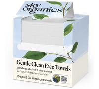 Sky Organics - Lingettes visage douces et propres (1 paquet) - 50 lingettes visage jetables XL - Ultra douces et double texture - Serviette vis