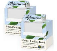 Sky Organics - Lingettes visage douces et propres (lot de 2) - 100 lingettes visage jetables XL - Ultra douces et double texture - Serviettes v