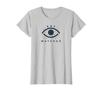 Sky Watcher Emblème œil céleste Observation des étoiles T-Shirt, Femme, Argent, XL