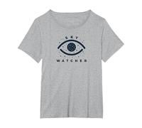 Sky Watcher Emblème œil céleste Observation des étoiles T-Shirt, Femme Grandes Tailles, Gris Chiné, 1X