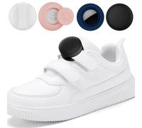 SkyArmor Lot de 4 supports AirTag pour lacets d'enfants, coque en silicone résistante à l'usure pour chaussures d'enfants, accessoires pour tout-petits (noir, bleu foncé, rose, blanc)