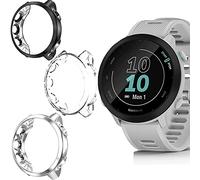 SkyBand TPU Silicone Coque Contient Un Protecteur d'écran Compatible pour Montres connectées Garmin Forerunner 55 (Transparent+Noir+Argent)