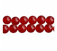 SKYBEADS Perles Calcédoine Rouge Teintées Rondes 8mm Pierre Semi Précieuse pour Bijoux Longueur 38cm environ 46 pcs