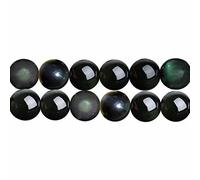 SKYBEADS Perles Obsidienne Rainbow Noire Rondes 6mm Naturelle Pierres Semi Précieuses pour Bijoux Longueur 38cm environ 60 pcs