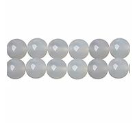 SKYBEADS Perles Rondes en Agate Blanc 8mm Naturelles Pierre Gemme pour Bijoux Longueur 38cm environ 46 pcs