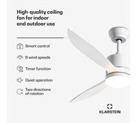 SkyBreeze Smart ventilateur de plafond | Intérieur & Extérieur | Contrôle connecté | IP44 | 40 dB E