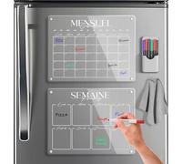 SKYCROO® Calendrier Magnetique Frigo Transparent x2 Tableau en Français