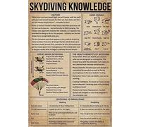 Skydiving Knowledge Plaque en métal avec infographies The Health Benefits of Skydiving Décoration murale pour école, musée, bibliothèque, café, bar, maison 20,3 x 30,5 cm
