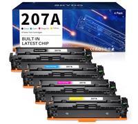 Skydo 207A W2210A Toner avec puce Compatible pour HP 207A W2211A 207X W2210X pour HP Color LaserJet Pro MFP M283fdw M282nw M255dw M283fdn M255nw M283cdw W2212A W2213A (Noir Cyan Jaune Magenta, 4-Pack)