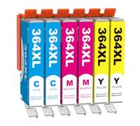 Skydo 364XL Compatible pour Cartouche HP 364 XL d'encre Grande Capacité pour Photosmart 5510 5512 5515 5520 6510 6520 B110a B109a Deskjet 3070A 3520 Officejet 4620 4622 (Cyan Magenta Jaune, 6-Pack)