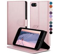 SkyDuck Coque pour iPhone SE 2020/SE 2022/7/8 4.7"[Fentes Cartes][RFID Blocage] Coque pour iPhone 8 4.7" avec 1 Verre Trempé Fentes pour Cartes Etui Housse en Cuir PU,Coque pour iPhone 7,Or Rose