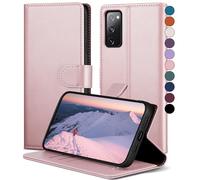 SkyDuck Coque pour Samsung Galaxy S20 FE[Fentes Cartes][RFID Blocage] Coque pour Samsung Galaxy S20 FE avec 1 Verre Trempé Fentes pour Cartes Etui Housse en Cuir PU,Coque pour Samsung S20 FE,Or Rose