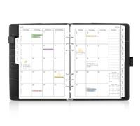 SKYDUE Calendrier classeur à anneaux A5, rechargeable, format A5, de mars 2026 à juin 2027, agenda 2026, parfait pour les étudiants et les professionnels, noir