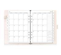 SKYDUE Calendrier classeur à anneaux A5, rechargeable, format A5, de mars 2026 à juin 2027, agenda 2026, parfait pour les étudiants et les professionnels, beige