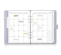 SKYDUE Calendrier classeur à anneaux A5, rechargeable, format A5, de mars 2026 à juin 2027, agenda 2026, parfait pour les étudiants et les professionnels, violet