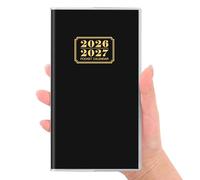 SKYDUE Calendrier de poche 2026-2027, planificateur mensuel de mars 2026 à décembre 2027 pour sac à main, petit planificateur de poche de 2 ans, design compact avec pochette en plastique, noir