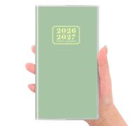 SKYDUE Calendrier de poche 2026-2027, planificateur mensuel de mars 2026 à décembre 2027 pour sac à main, petit planificateur de poche de 2 ans, design compact avec pochette en plastique, vert