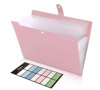 SKYDUE Classeur Organiseur de fichiers extensible à 8 poches, dossier extensible avec poches, organiseur de documents portable, format lettre A4, fermeture à pression, rose