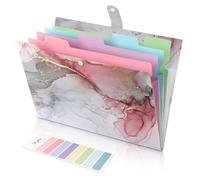 SKYDUE Organiseur de documents A4, dossiers extensibles en plastique coloré, robuste et protecteur pour papiers, reçus, factures (gris marbre)