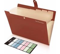SKYDUE Trieur Document, Trieur 8 Compartiments A4, Dossier Rangement Documents Avec L'étiquettes, Rangement Papier/Pochette Document Pour Bureau, Maison, École(Marron)