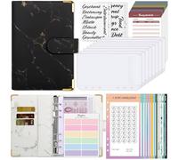 SKYDUEClasseur Budget A6, Enveloppe Budget,12 Challenges Budgétisation Defi Budget, Pochette Budget Budget Planner Enveloppe, Classeur Budget Pour Bureau, Voyage(Noir Marbré)