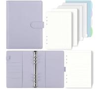 SKYDYE A5 Classeur à 6 anneaux - Papier de recharge de 135 feuilles, Classeur à anneaux A5 avec pochettes et intercalaires pour notes scolaires et journaux de voyage (Violet clair)