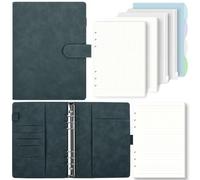 SKYDYE Classeur A5 à 6 anneaux - 135 feuilles de papier de recharge pour classeur à anneaux A5 avec poches et intercalaires pour notes scolaires et agendas de voyage (bleu foncé)